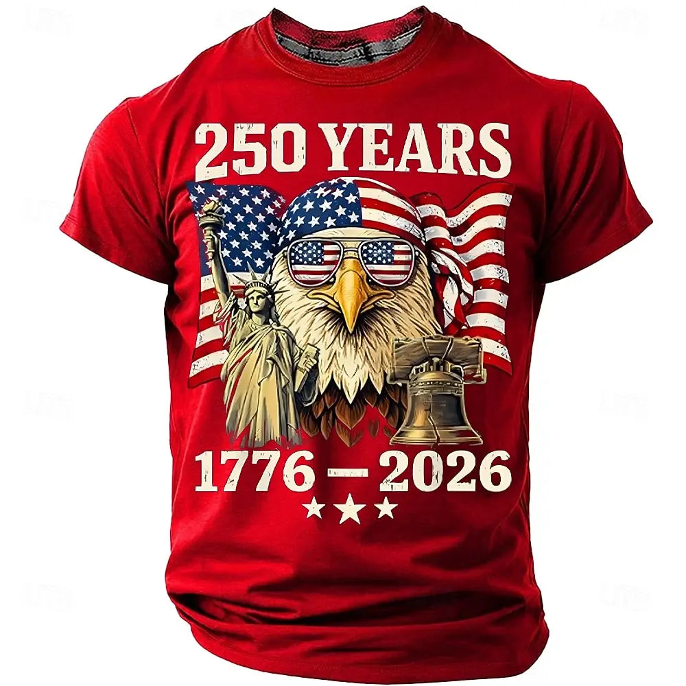 Soft unisex graphic tee - distressed flag print, 250-year design, durable cotton, casual everyday wear