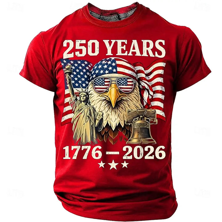 Soft unisex graphic tee - distressed flag print, 250-year design, durable cotton, casual everyday wear
