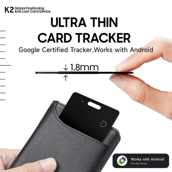 Smart Wallet Tracker Card IP68 Waterproof – Wireless Rechargeable Android Item Locator 2026