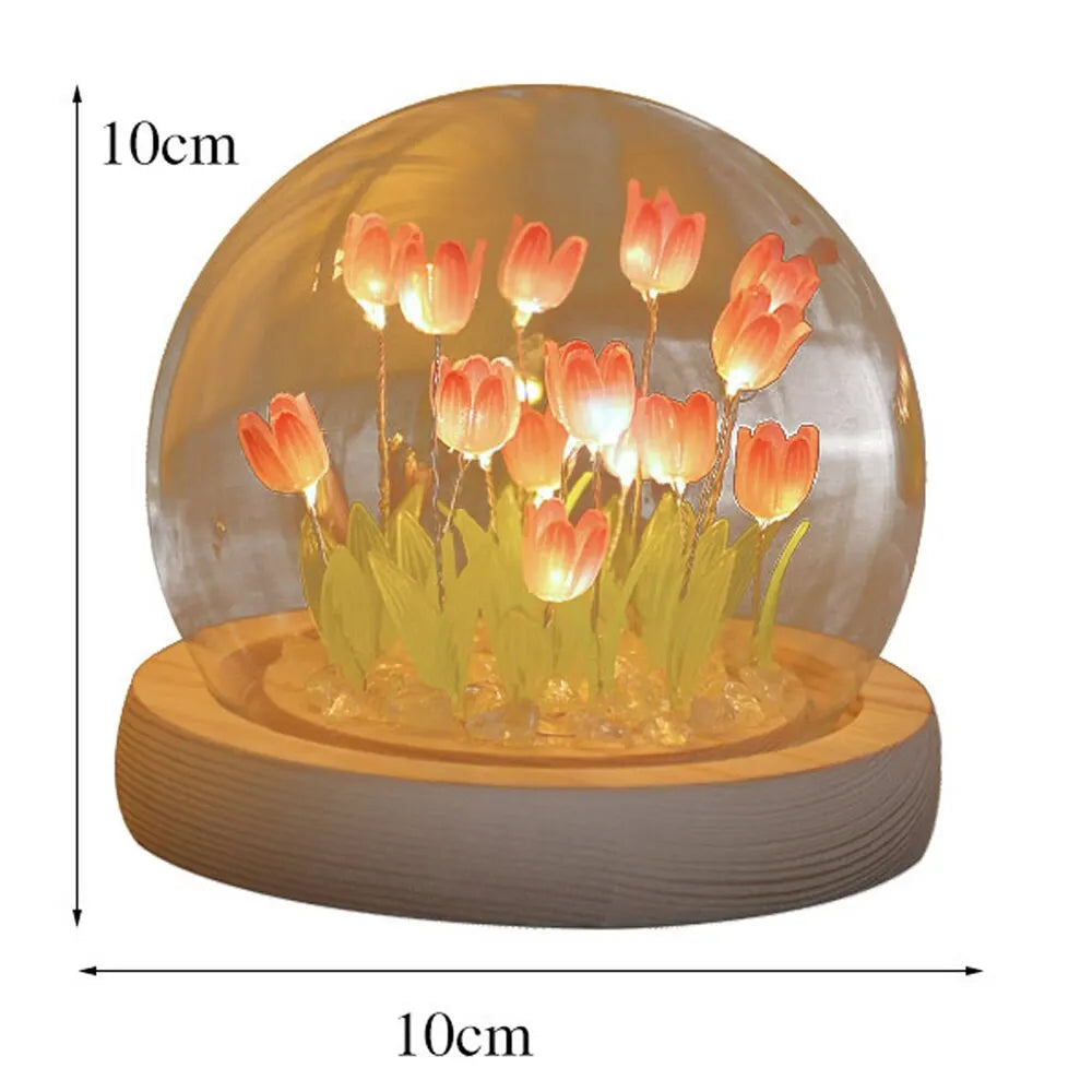 Handmade LED Tulip Flower Night Light - DIY Decorative Lamp for Bedroom, A Perfect Valentine&