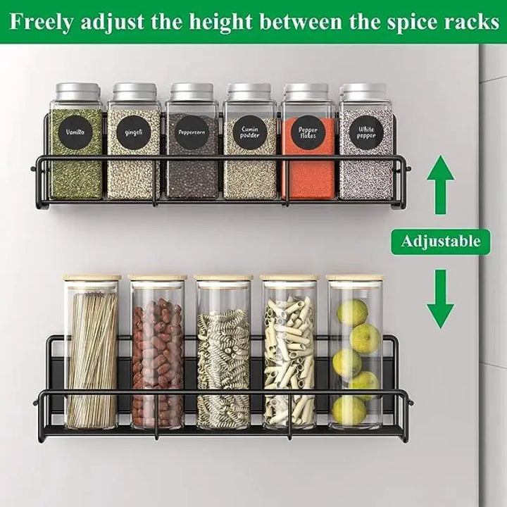 Magnetic Spice Rack Organizer - Home Organizers for Kitchen, Metal Fridge Shelf, 2-Piece Set