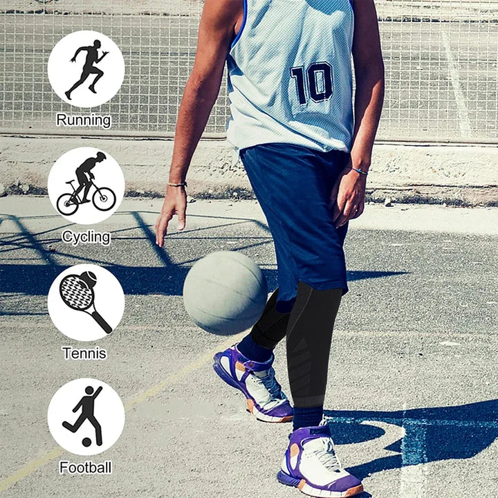 Full Leg Compression Sleeve Long Knee Support for Cycling Hiking Basketball – Pair 2026