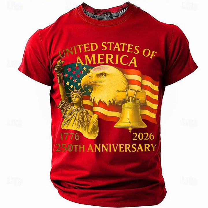 Soft unisex graphic tee - distressed flag print, 250-year design, durable cotton, casual everyday wear