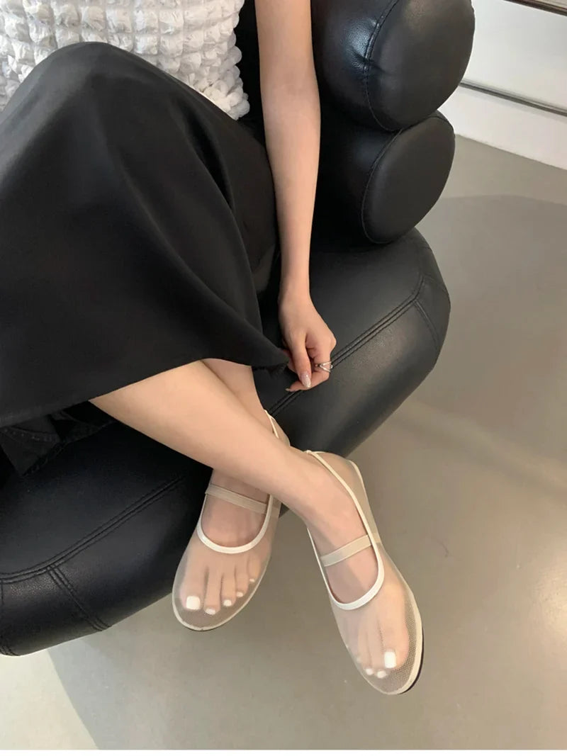 Lightweight Women’s Mary Jane Flats - Shallow Mesh, Casual