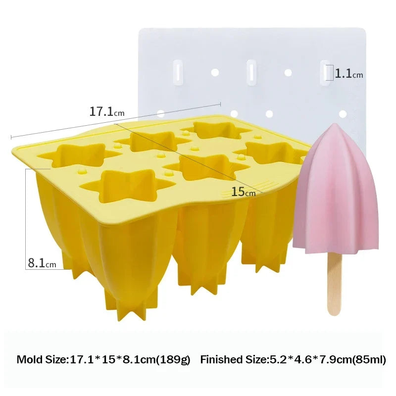 6-Hole Silicone Popsicle Molds for Homemade Ice Cream, Easy Release Ice Pop Maker with Cover and Sticks
