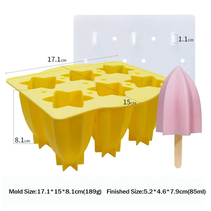 6-Hole Silicone Popsicle Molds for Homemade Ice Cream, Easy Release Ice Pop Maker with Cover and Sticks