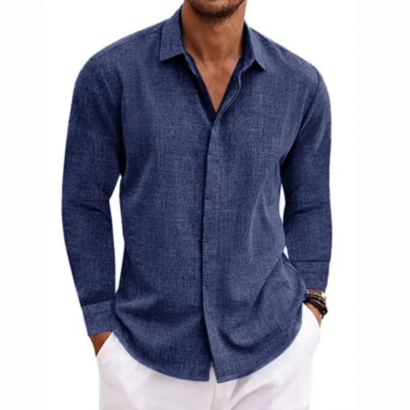Men’s Long Sleeve T-Shirt – Loose Solid Color Casual Top for Plus Size Fashion