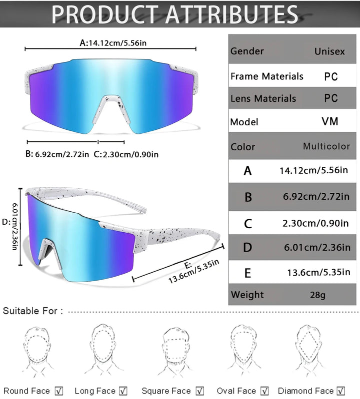 Lightweight unisex sports sunglasses – UV400 polycarbonate lenses, cycling, running, fishing