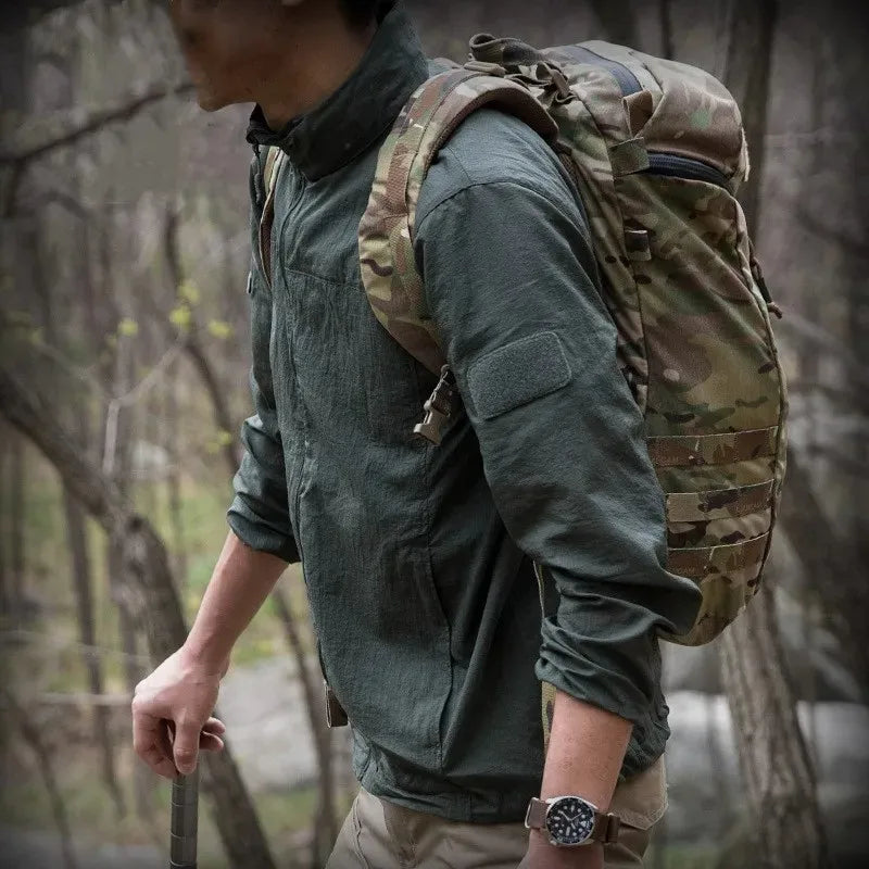 Lightweight Men’s Jacket - Tactical Zip, Polyester, Summer