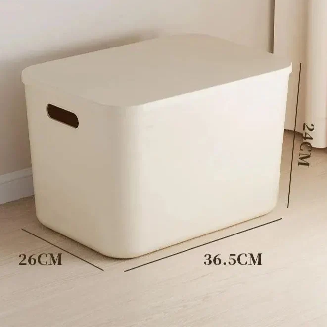 Beige PP Ins Style Storage Box with Lid - Home Organizers for Dustproof Clothing &amp; Toys