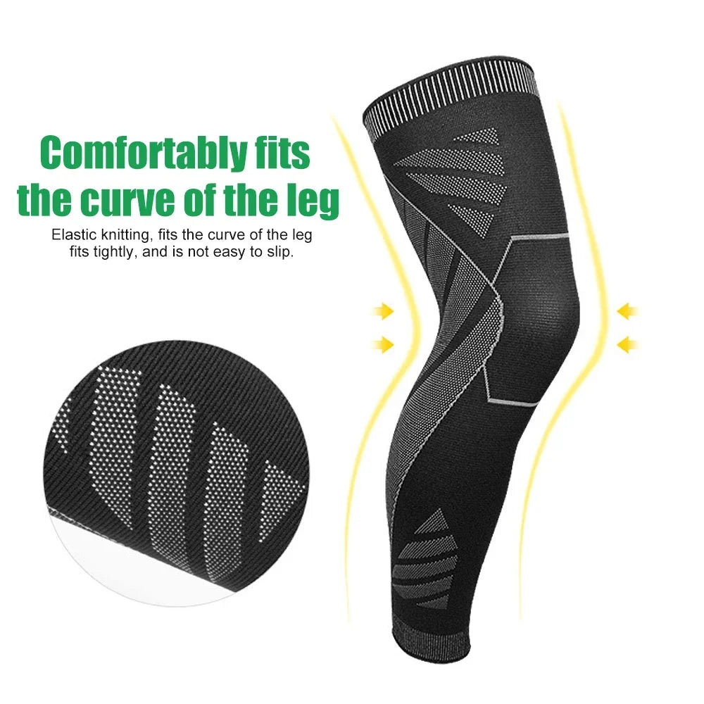 Full Leg Compression Sleeve Long Knee Support for Cycling Hiking Basketball – Pair 2026