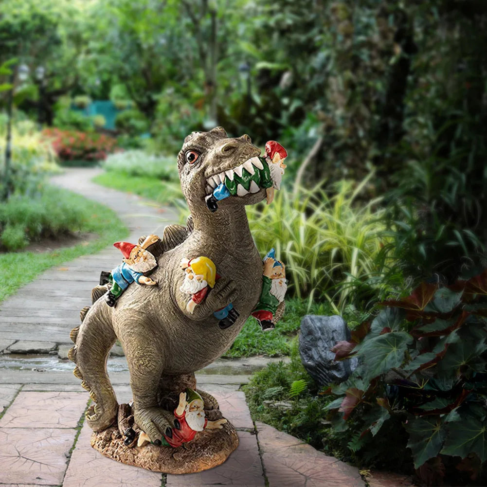 Dinosaur Statue 17cm Resin Garden Figurine - Humorous Fantasy Sculpture for Outdoor Decor, TikTok Viral Fall 2026 Gift