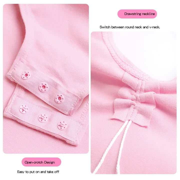 Soft girls ballet leotard - drawstring neckline, ruched front, cotton knit, for dance class