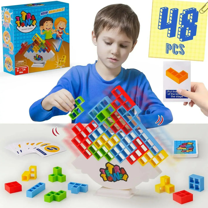 colourful Balance Stacking Game - Fun Tetra Tower Puzzle for Kids &amp; Adults, Perfect for Family Game Night &amp; Gifts