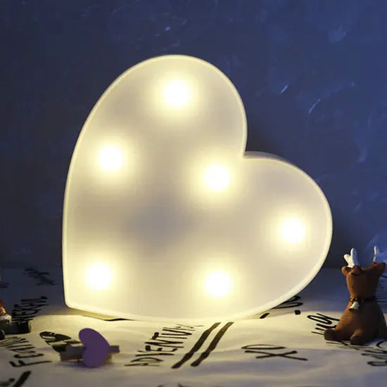 Romantic Heart LED Night Light - Warm White Lamp, An Elegant Valentine&