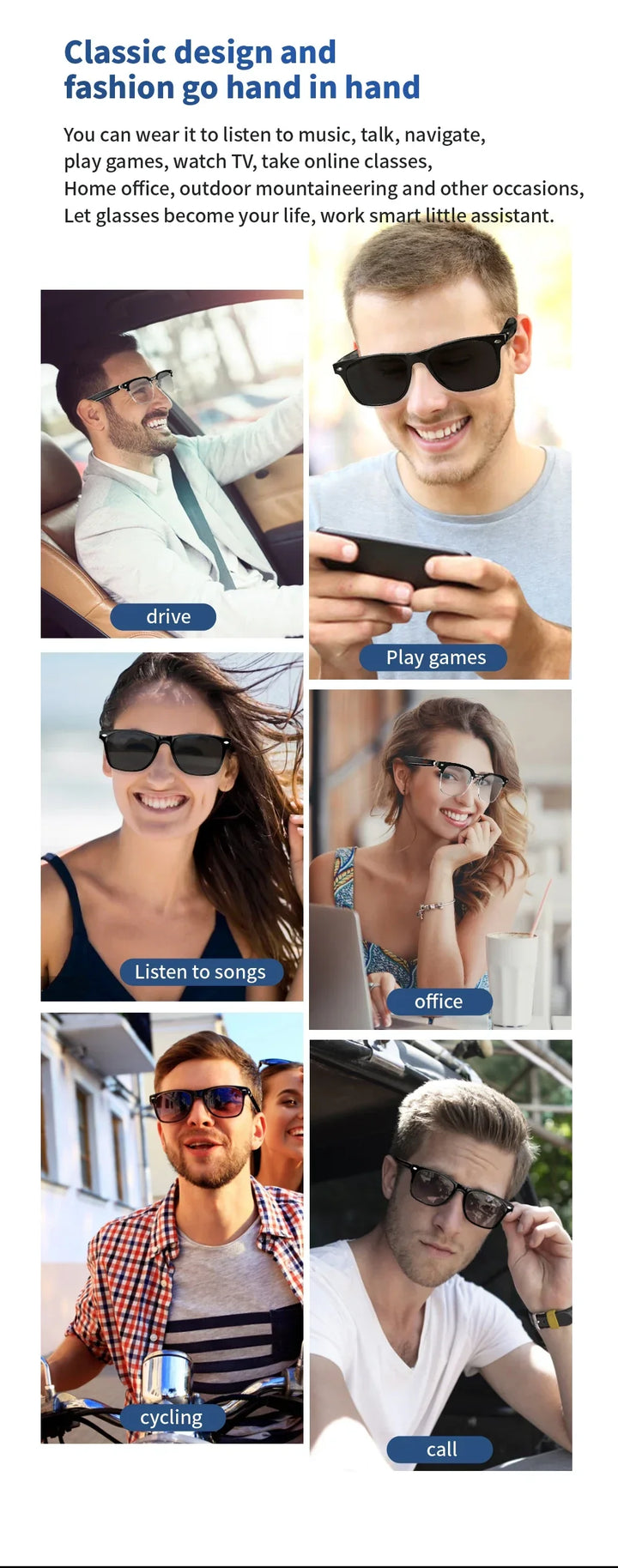 Smart Glasses Blue Light Polarized Audio Sunglasses