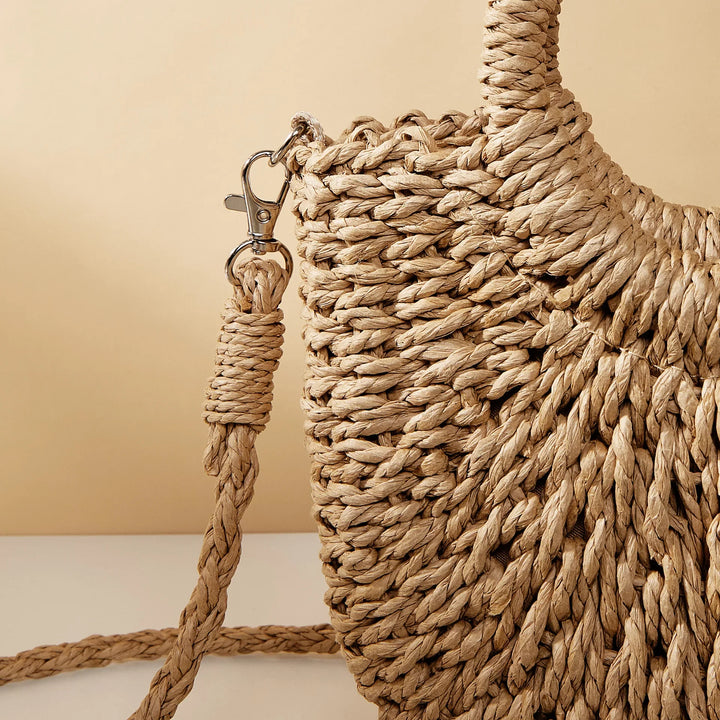 Straw Bag Natural Handwoven Half Moon Beach Tote Crossbody Bag Large Capacity Summer 2026 Vacation Accessory