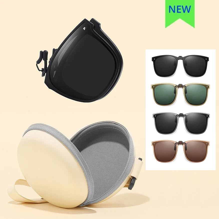 Clip On Sunglasses Foldable Oversized Square Flip Up UV400 Polarized Sunglasses Summer 2026 Trend Gift