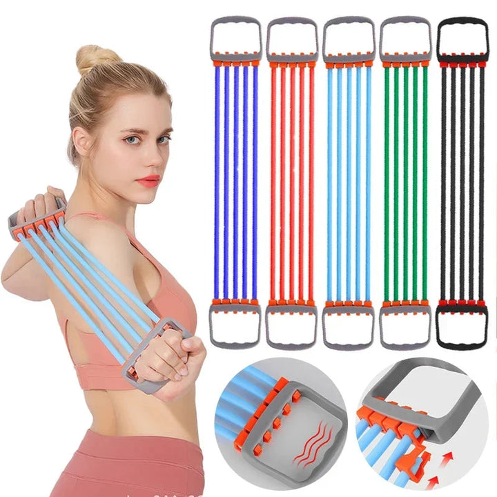 Rubber Tube Chest Expander Fitness Equipment - Adjustable Resistance for Arm &amp; Pectoral Training