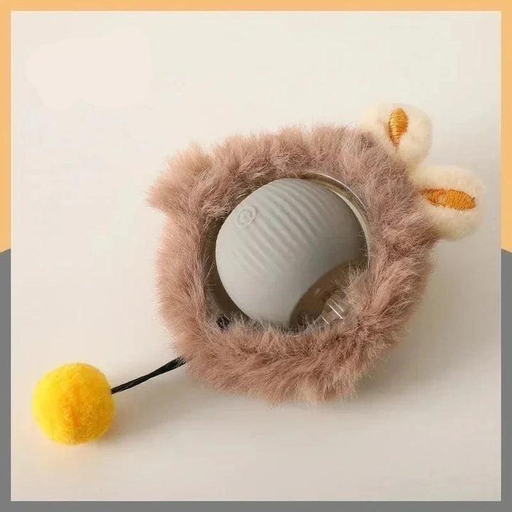 Plush Cat Interactive Ball Toy Automatic Rolling Ball - Rechargeable Smart Electric Toy for Cats and Dogs