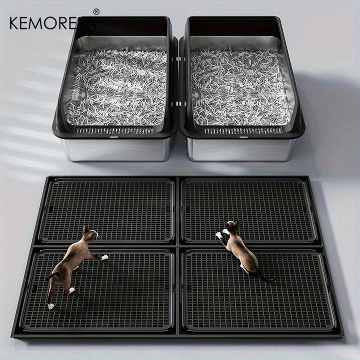KEMORELA Extra Large Stainless Steel Cat Litter Box – Semi-Enclosed Leak-Proof High-Sided with Mat 2026