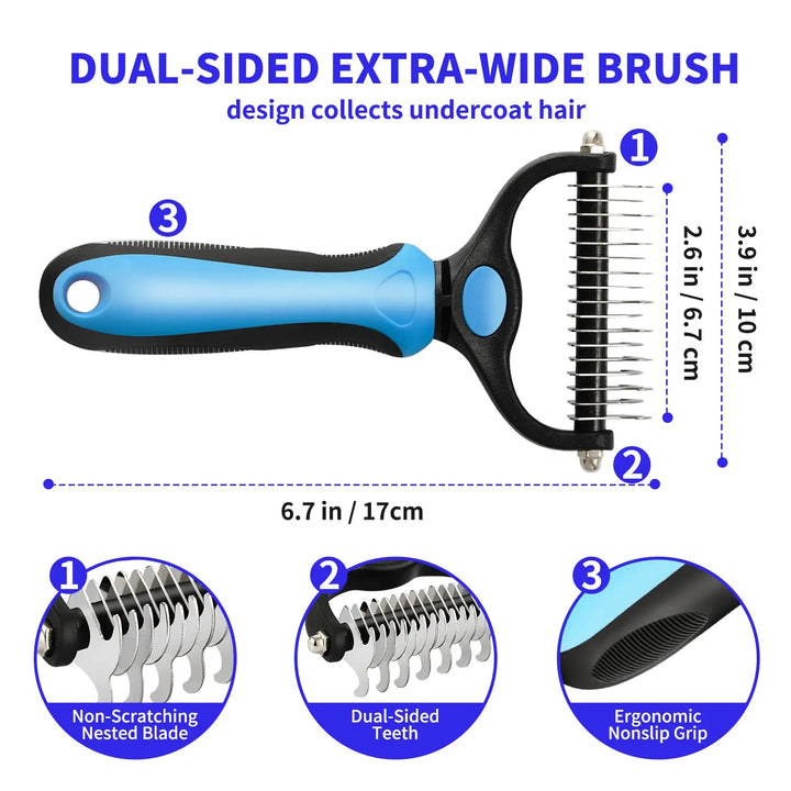 Pet Grooming Care Deshedding Brush for Dogs &amp; Cats - Fur Remover &amp; Knot Cutter Comb