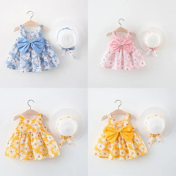 Soft baby girl dress – floral a-line, flowy cotton-polyester, for summer beach party