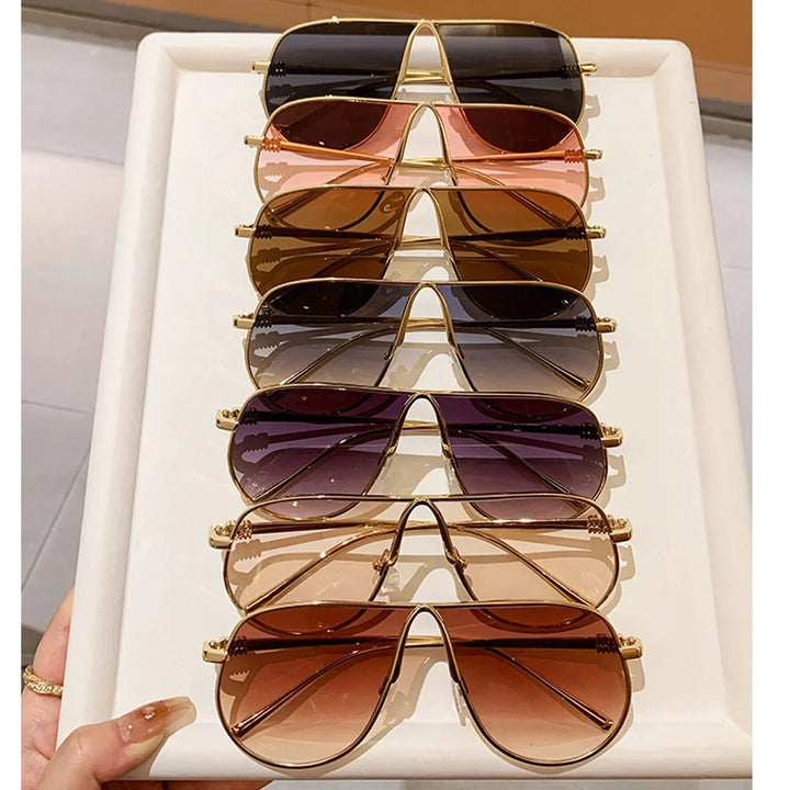 Sunglasses Oversize Square Gradient Alloy Frames Vintage Driving Shades Fall 2026 Casual Everyday Look