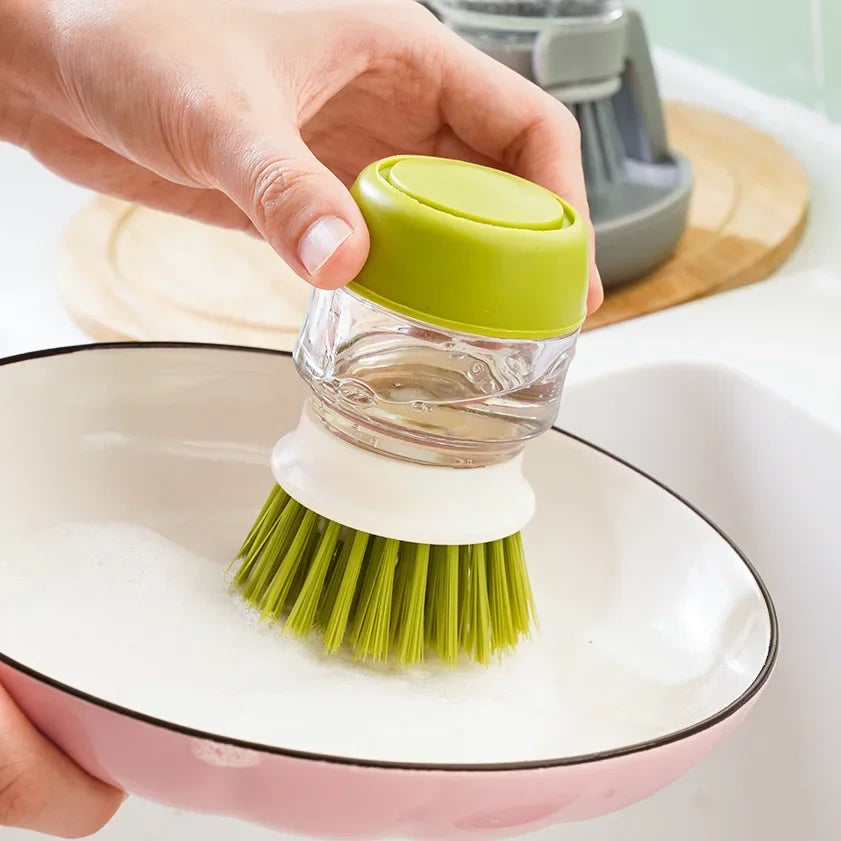 Household Cleaning Brush with Soap Dispenser and Holder - Essential Kitchen Tool