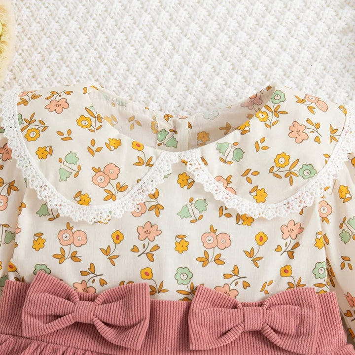 Soft baby girl dress - floral long sleeve, polyester, for classic spring and autumn wear