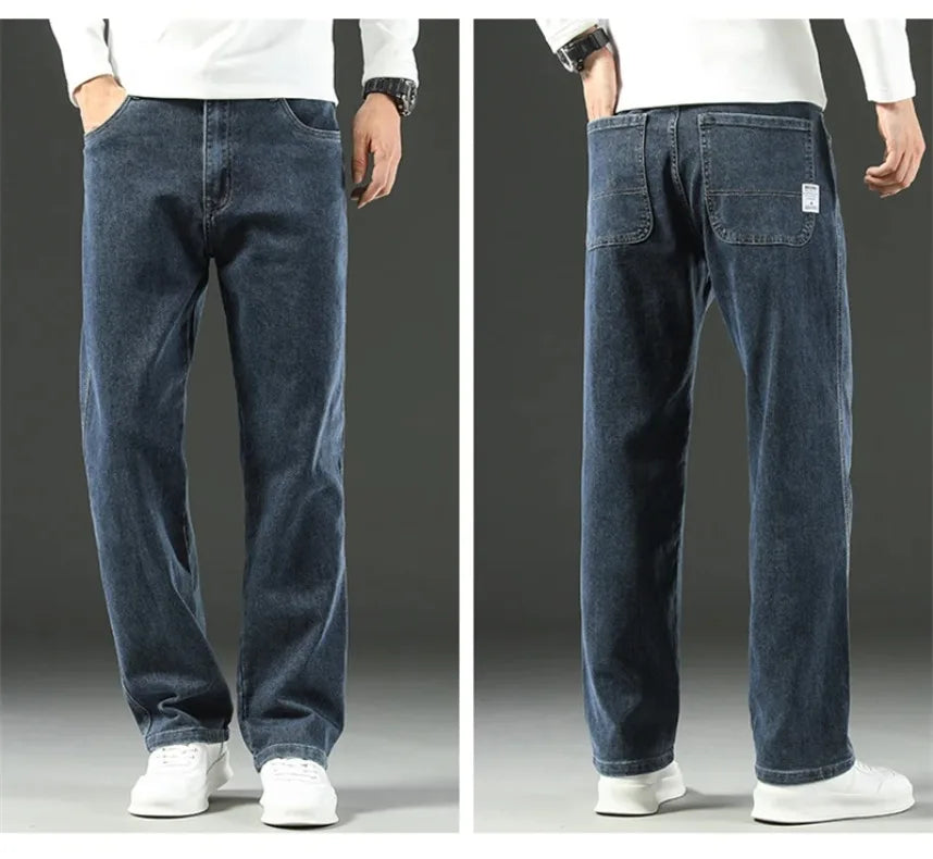 Stretchy Men’s Jeans - Wide Leg, Cotton, Business Casual