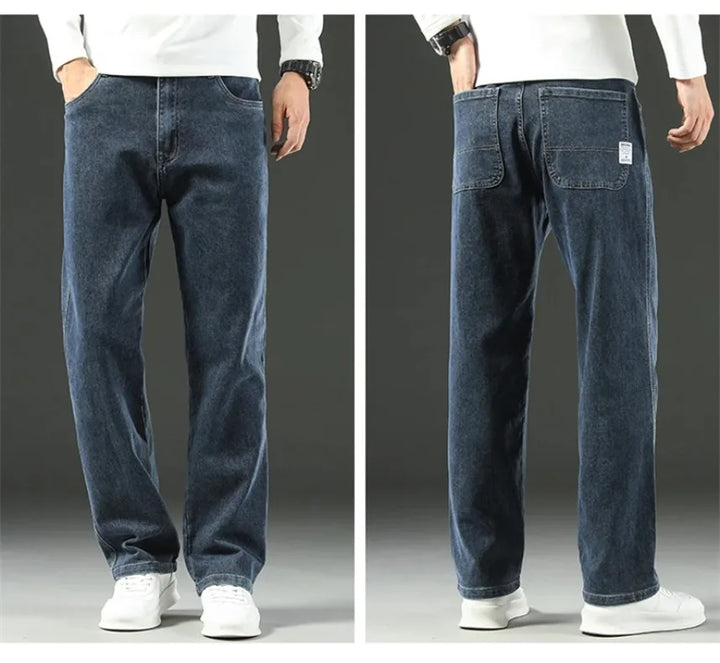 Stretchy Men’s Jeans - Wide Leg, Cotton, Business Casual