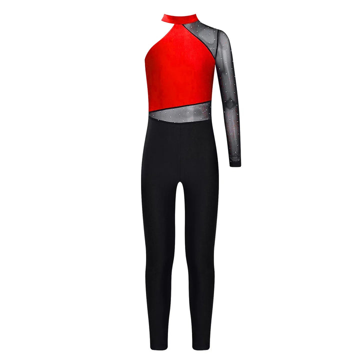 Stretchy Girls Unitard – Long Sleeve, Snakeskin, Polyester, Nylon, Elastane, For Ballet, Rhythmic Gymnastics