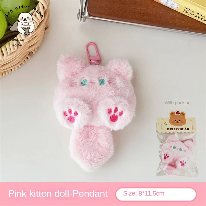 Plush Cat Keychain Cute Rabbit Fur Bag Charm Gift Decor