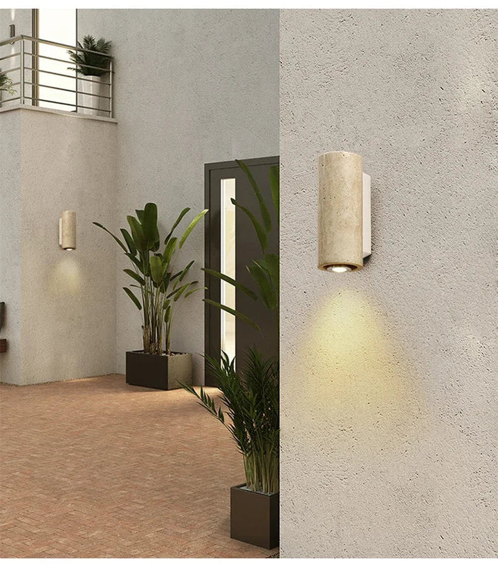 Japandi Yellow Marble LED Wall Sconce Wabi Sabi Bedside Light