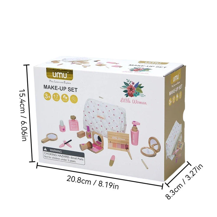 Wooden Makeup Set For Kids Pretend Play Cosmetic Kit Back To School 2025 Gift Safe Non Toxic