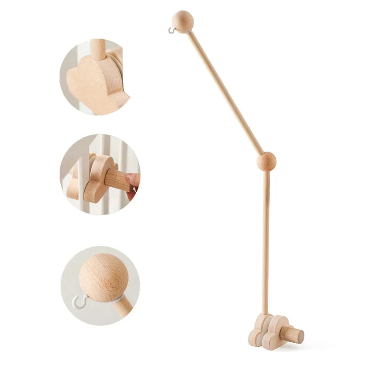 Wooden Crib Mobile Bracket Newborn Sensory Toys Soothing