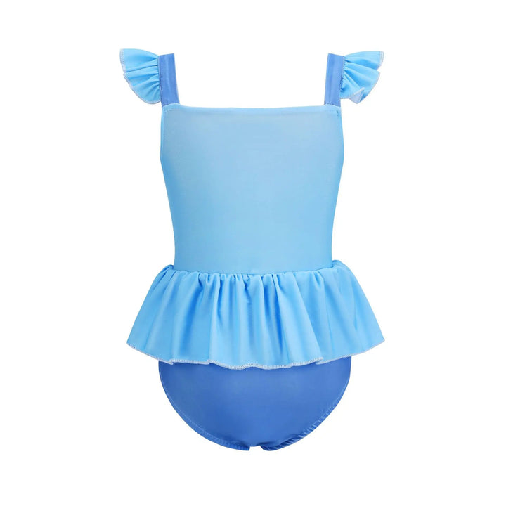Quick-Dry Girls Two-Piece Swimsuit – Durable Princess Print, Cotton-Poly, For Beach and Pool