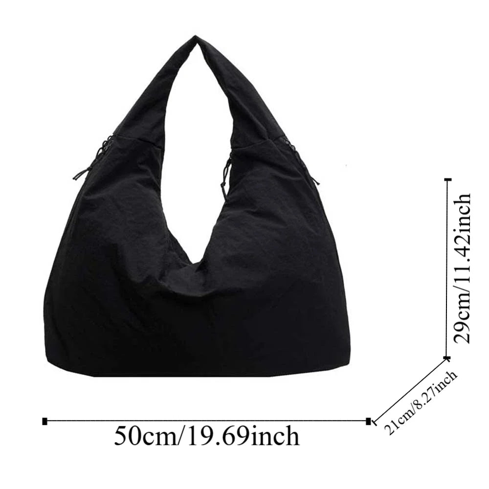 Lightweight Versatile Women Shoulder Bag - Slouchy Nylon