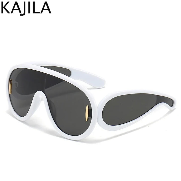 Sunglasses White Frame Oversized Wave Mask Goggles Y2K Punk Steampunk Eyewear TikTok Viral 2026