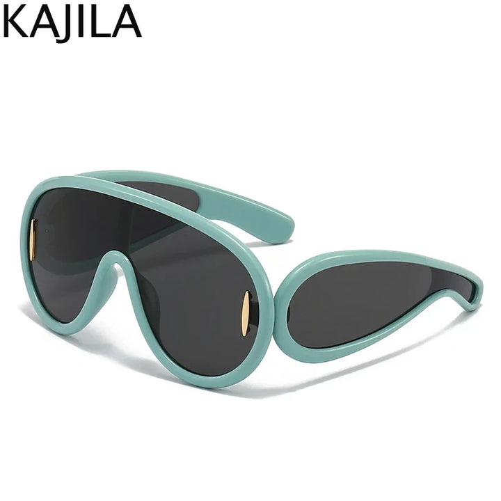 Sunglasses White Frame Oversized Wave Mask Goggles Y2K Punk Steampunk Eyewear TikTok Viral 2026