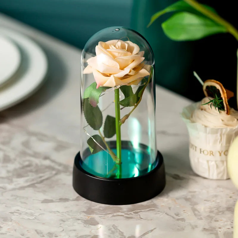 LED Rose Glass Cover Ornament - Romantic Valentine&