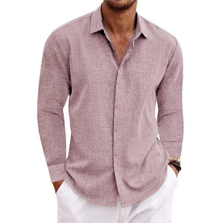 Men’s Long Sleeve T-Shirt – Loose Solid Color Casual Top for Plus Size Fashion