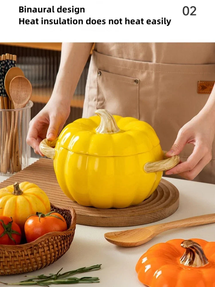 Ceramic Soup Pot Pumpkin Lid Porcelain Large Fall 2025