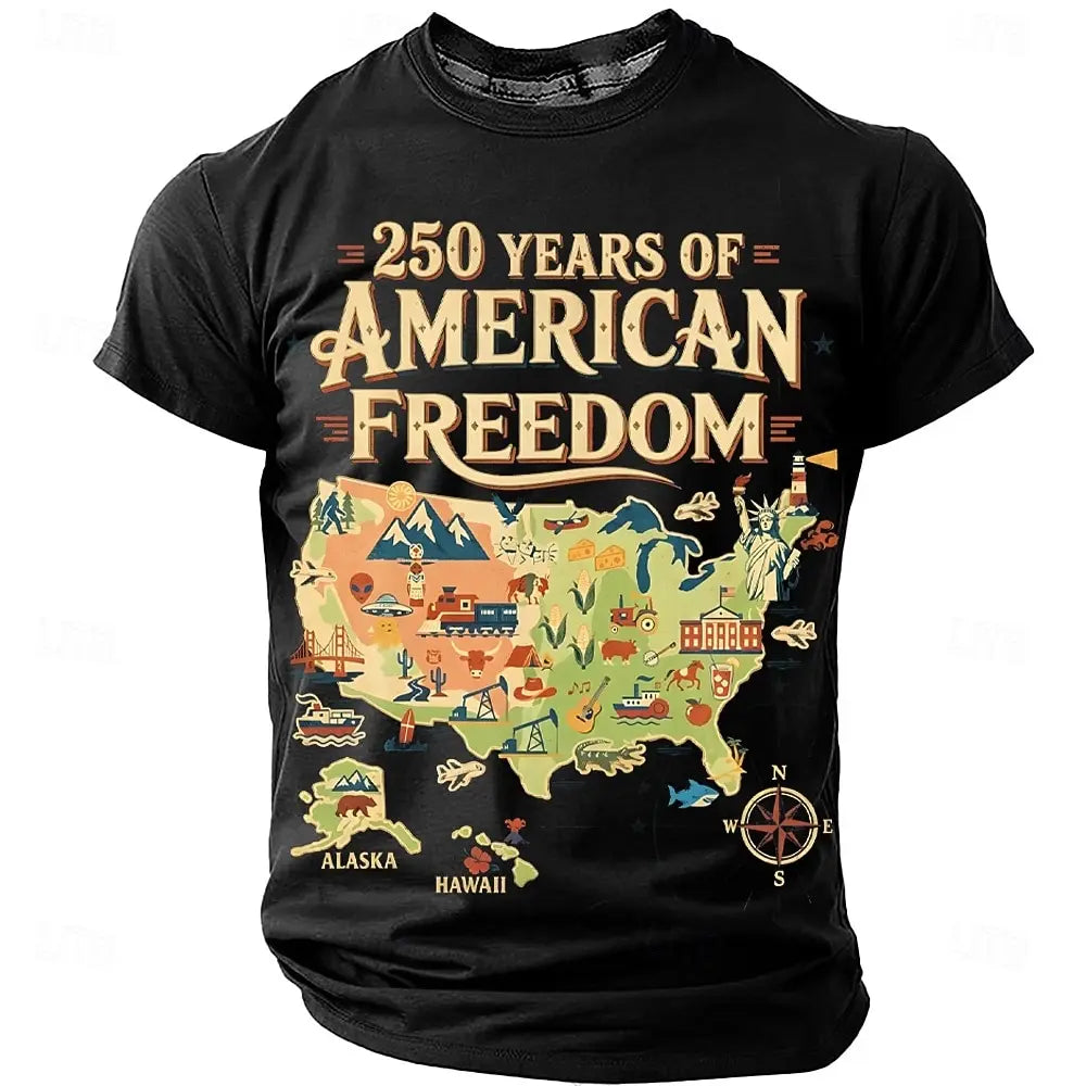 Soft unisex graphic tee - distressed flag print, 250-year design, durable cotton, casual everyday wear