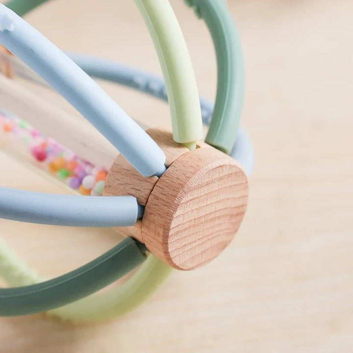 Baby Rattle Silicone Teether Wooden Newborn Sensory Toys