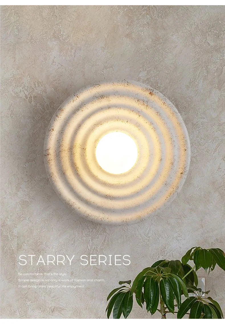 Japandi Wabi Sabi Round Wall Sconce Japanese Minimal LED Light