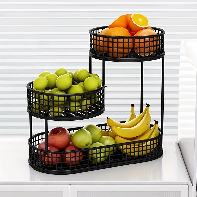 Fruit Basket Stand Three Tier Stainless Steel Mesh Organizer Fall 2026 Home Decor Space Saving