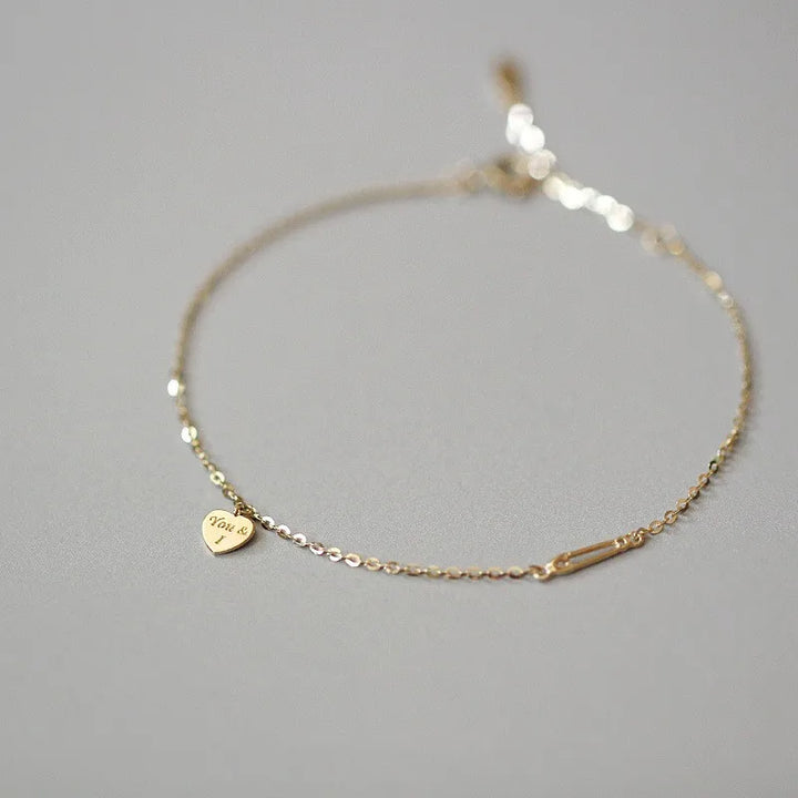 Gold Heart Bracelet 14K Plated 925 Silver Valentine&