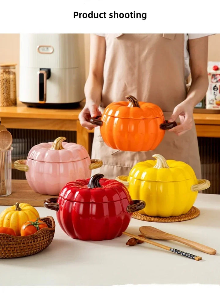 Pumpkin Soup Pot 1.4L Ceramic Bowl With Lid Halloween